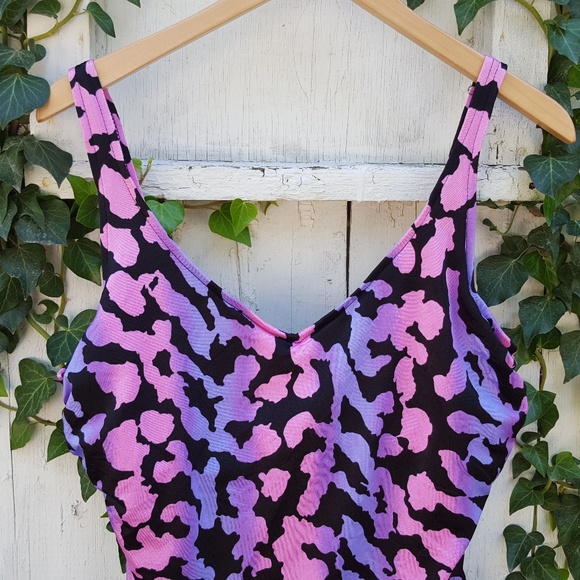 80s 90s Vintage One Piece Swimsuit Abstract Print - Picture 6 of 8